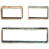 Berkfield Home 3 Piece Wall Cube Shelf Set Soild Reclaimed Wood in Brown
