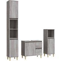 Berkfield Home 3 Piece Bathroom Cabinet Set Grey Sonoma Engineered Wood