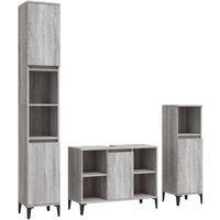 Berkfield Home 3 Piece Bathroom Furniture Set Grey Sonoma Engineered Wood
