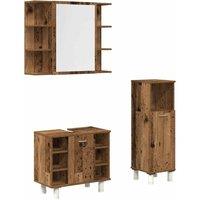 Berkfield Home 3 Piece Bathroom Furniture Set Old Wood Engineered Wood in Brown