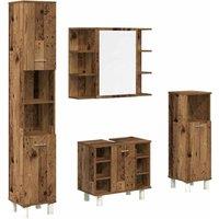 Berkfield Home 4 Piece Bathroom Furniture Set Old Wood Engineered Wood in Brown