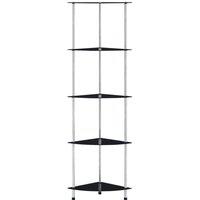Berkfield Home 5-Tier Shelf Black 30x30x130 cm Tempered Glass | Size: 30 x 30 x 130 cm
