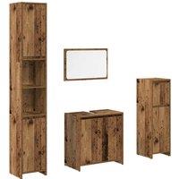 Berkfield Home 4 Piece Bathroom Furniture Set Old Wood Engineered Wood in Brown