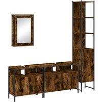 Berkfield Home 4 Piece Bathroom Furniture Set Smoked Oak Engineered Wood in Brown
