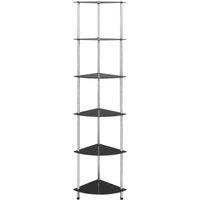 Berkfield Home 6-Tier Shelf Black 30x30x160 cm Tempered Glass | Size: 30 x 30 x 160 cm
