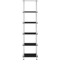 Berkfield Home 6-Tier Shelf Black 40x40x160 cm Tempered Glass | Size: 40 x 40 x 160 cm