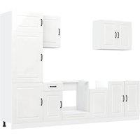 Berkfield Home 7 Piece Kitchen Cabinet Set Kalmar High Gloss White Engineered Wood