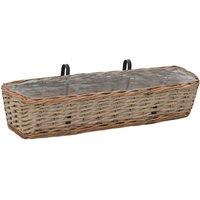 Berkfield Home Balcony Planter 2 pcs Wicker with PE Lining 80 cm in Brown