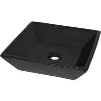 Berkfield Home Basin Ceramic Square Black 41.5x41.5x12 cm