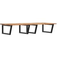Berkfield Home Basin Shelf Wall Mounted Steel & Solid Wood Acacia in Brown