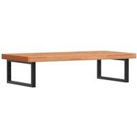 Berkfield Home Basin Shelf Wall Mounted Steel & Solid Wood Beech in Brown