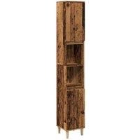Berkfield Home Bathroom Cabinet Old Wood 30x30x190 cm Engineered Wood in Brown | Size: 30 x 30 x 190 cm