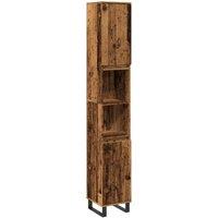 Berkfield Home Bathroom Cabinet Old Wood 30x30x190 cm Engineered Wood in Brown | Size: 30 x 30 x 190 cm