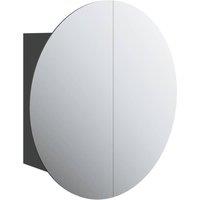 Berkfield Home Bathroom Cabinet with Round Mirror&LED Black 40x40x17.5 cm
