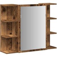 Berkfield Home Bathroom Mirror Cabinet Old Wood 80x20.5x64 cm Engineered Wood in Brown
