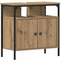 Berkfield Home Bathroom Sink Cabinet Artisan Oak 60x30x60 cm Engineered Wood in Brown | Size: 60 x 30 x 60 cm