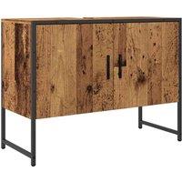 Berkfield Home Bathroom Sink Cabinet Old Wood 80x33x60 cm Engineered Wood in Brown | Size: 80 x 33 x 60 cm