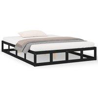 Berkfield Home Bed Frame Black 120x200 cm Solid Wood | Size: Small Double