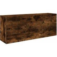 Berkfield Home Bathroom Wall Cabinet Smoked Oak 100x25x40 cm Engineered Wood in Brown | Size: 100 x 25 x 40 cm