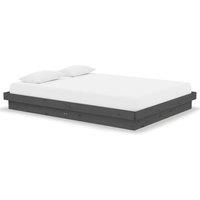 Berkfield Home Bed Frame Grey Solid Wood 135x190 cm Double
