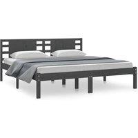 Berkfield Home Bed Frame Grey Solid Wood Pine 200x200 cm