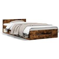 Berkfield Home Bed Frame with Drawer without Mattress Smoked Oak 100x200 cm in Brown