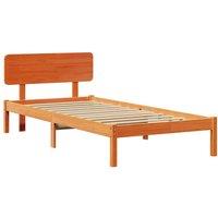 Berkfield Home Bed Frame with Headboard Wax Brown 90x190 cm Solid Pine Wood