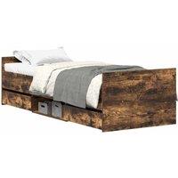 Berkfield Home Bed Frame with Headboard & Footboard Smoked Oak 90x200 cm in Brown