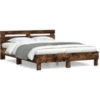 Berkfield Home Bed Frame without Mattress Smoked Oak 140x200 cm in Brown