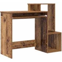 Berkfield Home Brown Computer Desk Old Wood Engineered Wood Medium Storage