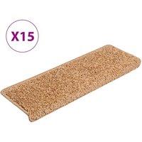 Berkfield Home Carpet Stair Treads 15 pcs 65x21x4 cm Beige | Size: Medium