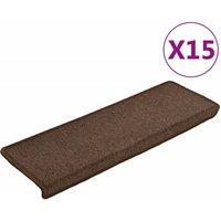 Berkfield Home Carpet Stair Treads 15 pcs 65x21x4 cm Brown | Size: Medium