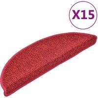 Berkfield Home Carpet Stair Treads 15 pcs Bordeaux Red 56x17x3 cm | Size: Medium