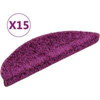 Berkfield Home Carpet Stair Treads 15 pcs Violet 56x17x3 cm in Purple | Size: Medium