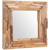 Berkfield Home Decorative Mirror Teak 60x60 cm Square in Brown