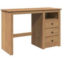 Berkfield Home Desk Panama 112x45x75 cm Solid Wood Pine in Brown | Size: 112 x 45 x 75 cm