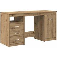 Berkfield Home Desk with Cabinet Artisan Oak Engineered Wood in Brown