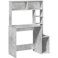 Berkfield Home Desk with Shelves Concrete Grey 100x45x140 cm Engineered Wood | Size: 100 x 45 x 140 cm