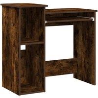 Berkfield Home Desk with Shelves Smoked Oak 84x40x78 cm Engineered Wood in Brown | Size: 84 x 40 x 78 cm