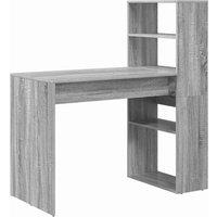Berkfield Home Desk with Storage Grey Sonoma 113x54x120 cm Engineered Wood | Size: 113 x 54 x 120 cm