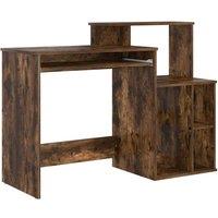 Berkfield Home Desk with Storage Smoked Oak 120.5x44x88.5 cm Engineered Wood in Brown