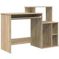 Berkfield Home Desk with Storage Sonoma Oak 120.5x44x88.5 cm Engineered Wood in Beige