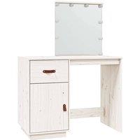 Berkfield Home Dressing Table with LED White 95x50x133.5 cm Solid Wood Pine