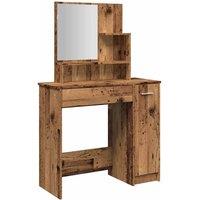 Berkfield Home Dressing Table with Mirror Old Wood 86.5x35x136 cm in Brown