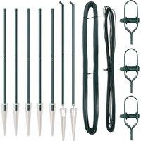Berkfield Home Fence Posts Set Set of 14 Green Metal