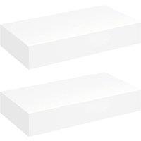 Berkfield Home Floating Wall Shelves with Drawers 2 pcs White 48 cm