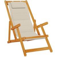 Berkfield Home Folding Beach Chair with Armrests Taupe Acacia Wood & Textilene