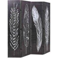 Berkfield Home Folding Room Divider 160x170 cm Feathers Black & White