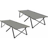 Berkfield Home Folding Sun Beds with Carry Bags 2 pcs Grey 600D Oxford Fabric