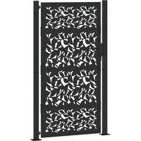 Berkfield Home Garden Gate Black 105x180 cm Steel Leaf Design